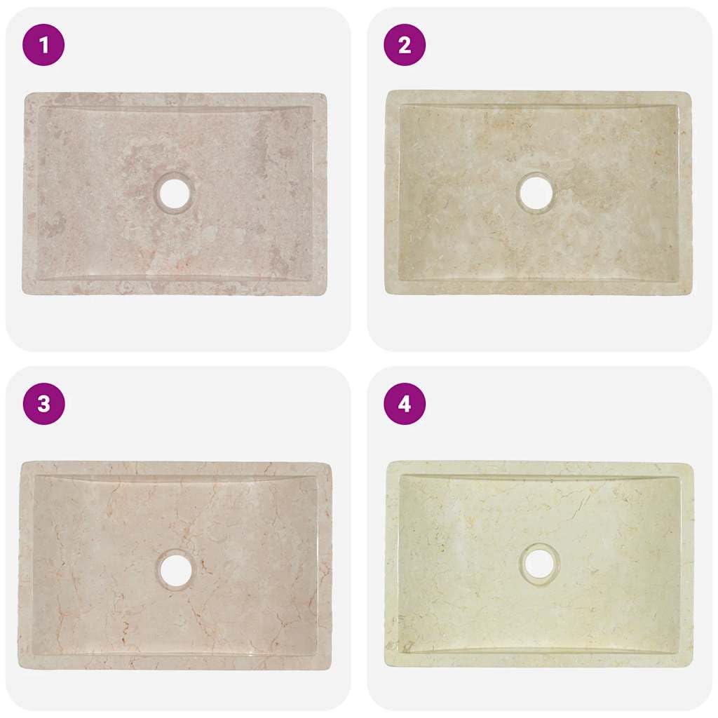 vidaXL Lavabo, Evier de Salle de Bain, Lave-Mains de Toilette Maison Intérieur, Vasque à Poser de Salle d'Eau Marbre Crème Brillant