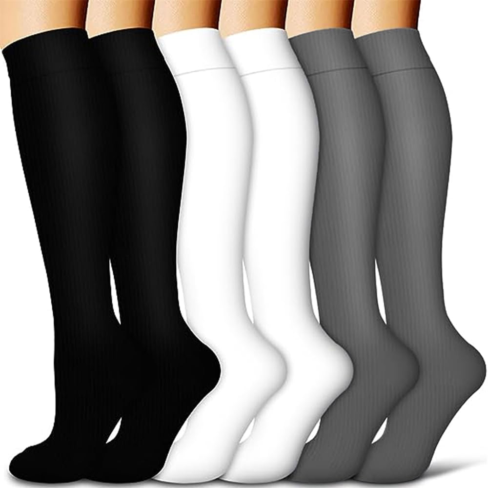 Copper Compression Socks, Compression Socks for Women and Men Circulation, Thigh High Compression Socks, Best support for Running, Athletic, Medical, Nursing, Travel, Reduce Calf Pain (3 Pairs, L/XL)