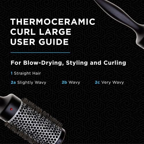 Denman (D76) Thermoceramic Vented Barrel Round Hair Brush with Nylon Bristles for Fast Drying, Volume and Creating Movement in the Hair, Black and White, (D076EBKS)