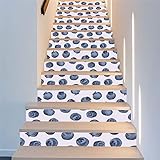 Sticker escalier, Fruit picture 3D - Amovible - Déco murale étanche à la mode - 100 * 18cm (Color : Blueberry photo, Size : 6pcs)
