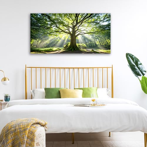 JLXART Canvas Large Art Spring Nature Green Tree Wall Art Framed Forest Artwork for Office Wall Decoration Ready to Hang 20x40inch by JLXART - Used condition - Image 2