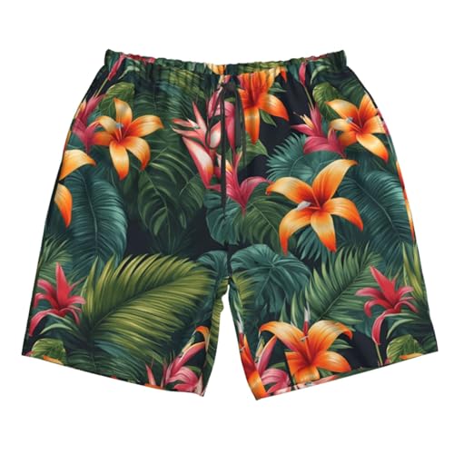 Tropical Flora Print Stylish Beach Shorts Swim Trunks