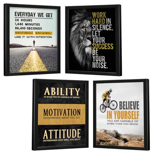 Image of Chaka Chaundh - Motivational Everyday we getQuote Frames - Inspirational Wall Art Quotes for OFFICE, STUDENT, STUDY ROOM - Work Hard, Believe in yourself, Ability (14 X 11 Inches - Set of 4)