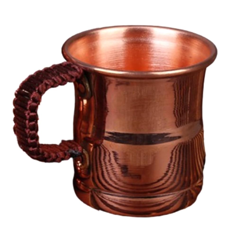 Mskidand Handcrafted Pure Copper Beer Milk Mug Weave Handle Thickened Moscow Water Mule 400Ml Breakfast Cup Drinkware Tableware