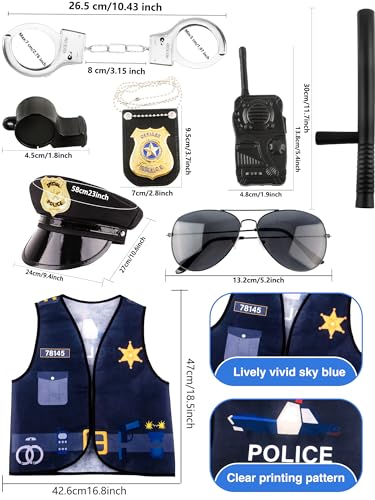Set Disfraz Policía Infantil 8 Piezas Para Niños miniatura 2