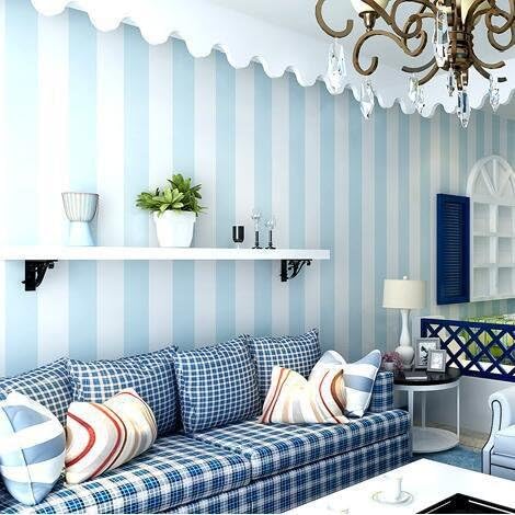 Amazon Co Jp Ruisilite不織布ブルー垂直ストライプ壁紙ホーム装飾壁紙子供部屋壁紙0 53 10 M Diy 工具 ガーデン