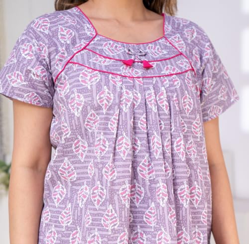 Image of DIAMO Pure Cotton Designer Nighty for Women | Night Gown | Nightdress | Maxi Nighty | Sleepwear | Jaipuri Nighty | Nighties | Cotton Night Gown for Women /Girls with Jaipuri Block Print