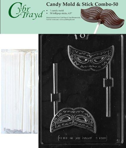Cybrtrayd Molde de caramelo de chocolate con 50 palitos Cybrtrayd de 4.5 pulgadas