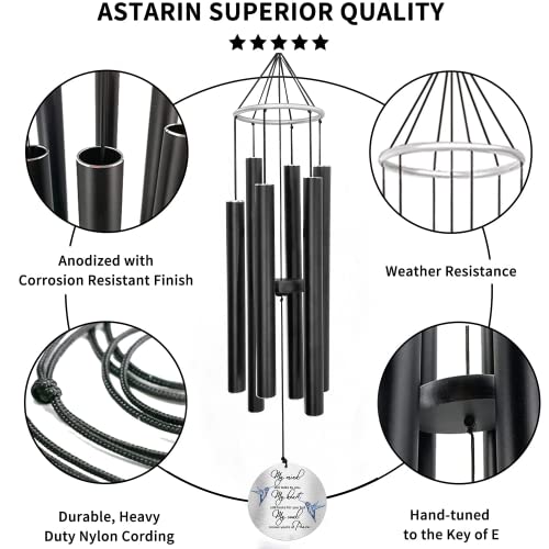 Image of ASTARIN Personalized 30 inch Bereavement Wind Chimes for Outside, Memorial Gift in Remembrance of a Loved One, Sympathy Gift for Loss of Mother Father Husband, Garden Patio Decor