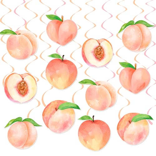 Peach Party Hanging Swirls Peach Birthday Party Supplies 20PCS Sweet Peaches Hanging Ceiling Streamers Sweet As a Peach Party Decorations for Little Peach Baby Shower Wedding Decor