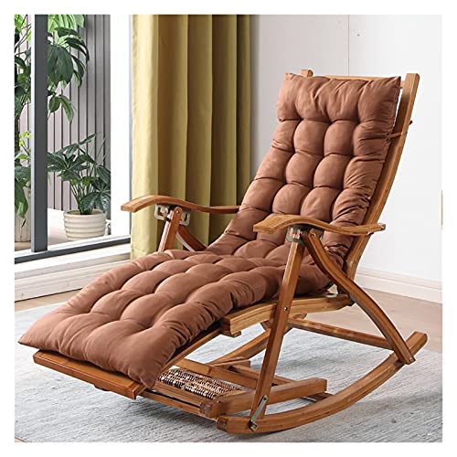 Genérico Sillas reclinables para Patio Silla Plegable reclinable para Exteriores Mecedora de bambú con Almohada para reposacabezas y Tabla de Masaje de pies, Tumbona Plegable, Mecedora de b