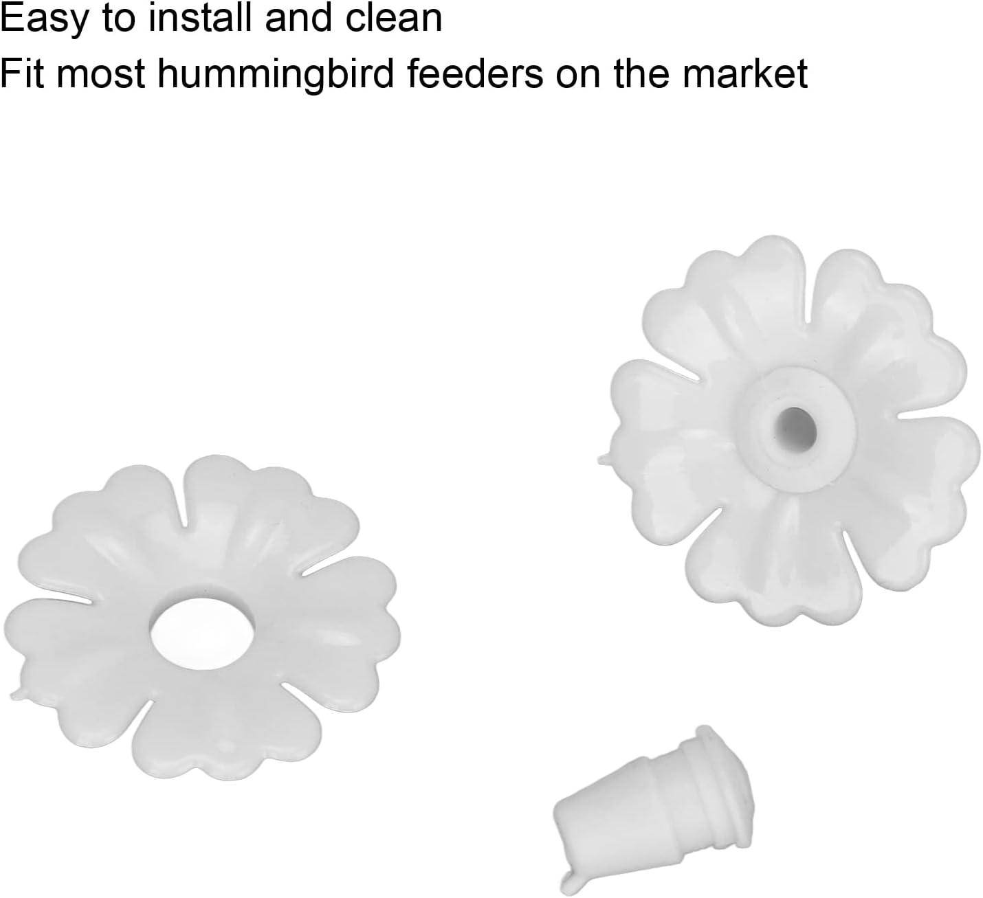 Estink 30 Sets Hummingbird Feeders Replacement Flowers, Hummingbird Feeder Replacement Parts Bird Feeder Replacement Flowers Feeding Ports for Outdoors Hanging Feeders Garden Supplies (White)