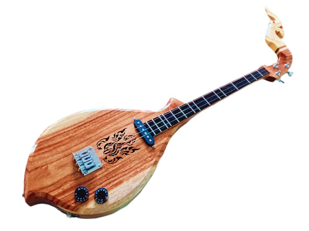 Isarn Acoustic Electric Phin 3 Strings, Thai Lao Guitar Musical Instrument, Traditional Thai Classical Musical Pin112