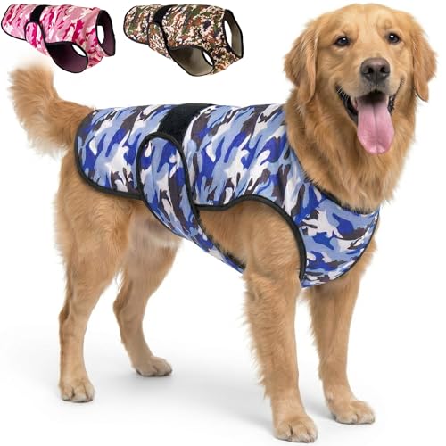 Dog Cooling Vest - 2-Layer Lightweight Performance - UPF50+ Full Coverage & Adjustable Fit for Small to Large Dogs (Blue, X-Large)