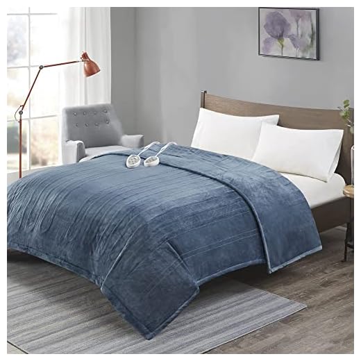Degrees of Comfort Electric Blanket King Size, Heated Blanket for Bed,Dual Control W/Auto Shut Off,Machine Washable, Blue,104x﻿90