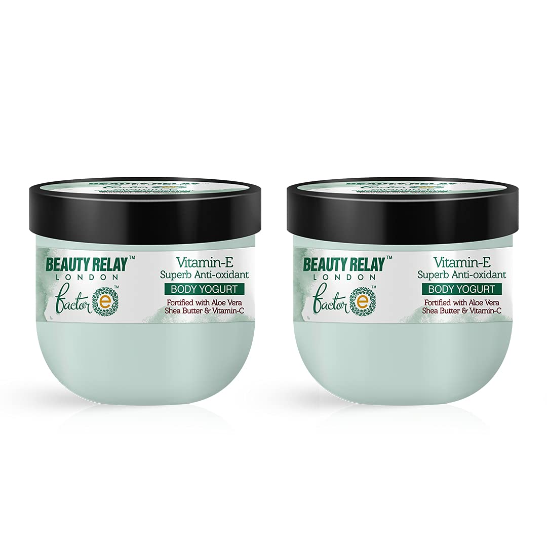 BEAUTYRELAY LONDON – Vitamin-E Body Yogurt – gently moisturizes, smooth & nourished, bright, glowing for all skin types – whitening yogurt – 200g, Pack of 2