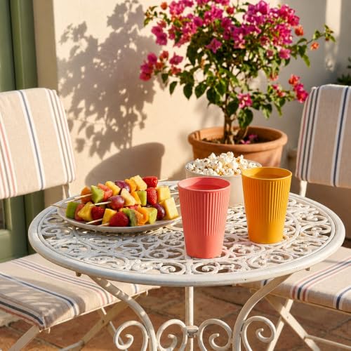 Image of Wheat Straw Cups - Set of 6 Reusable 400ml Drinking Glasses | Ribbed Unbreakable Lightweight Tumblers for Water, Juice, Tea, Coffee | Home, Kitchen, Outdoor Use (Multicolor)