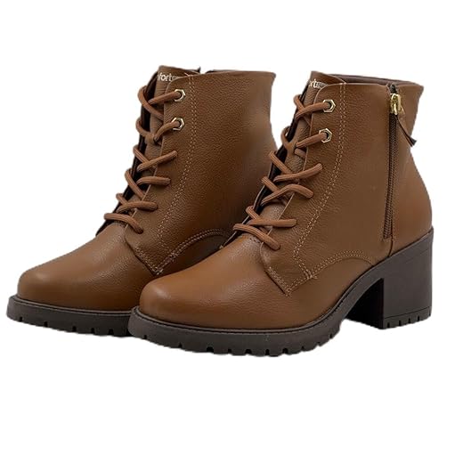 Coturno Comfortflex Salto Médio Tratorado Feminino