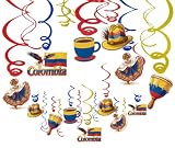 30 Pcs Colombia Hanging Swirls,Colombian Independence Day Birthday Party Decorations National Country Festival Party Supplies Patriotic Yellow Blue Red Hanging Decor