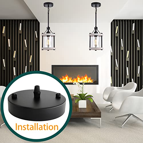 VTYXCTIGJ Light Canopy Kit Black, 4.7" US UL Vintage Chandelier Ceiling Light Plate for Pendant Light Chandelier Canopy Kit with All Mounting Hardware, Light Fixture Cover Plate for Easy Installation