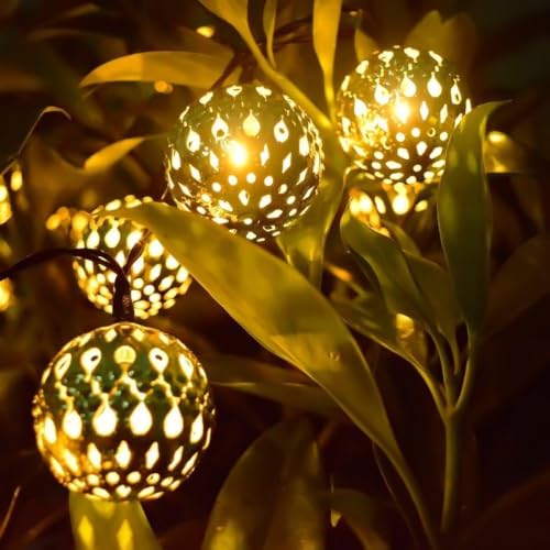 Image of XERGY Solar String Lights Moroccan Ball 6 Meter Long 20 LED Fairy String Lights Lantern for Outdoor Garden, Lawn, Diwali, Balcony, Terrace, Party, Home Decoration (Warm White)