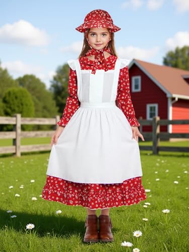 Disfraz Pioneer Girl para niñas con delantal y cofia miniatura 2