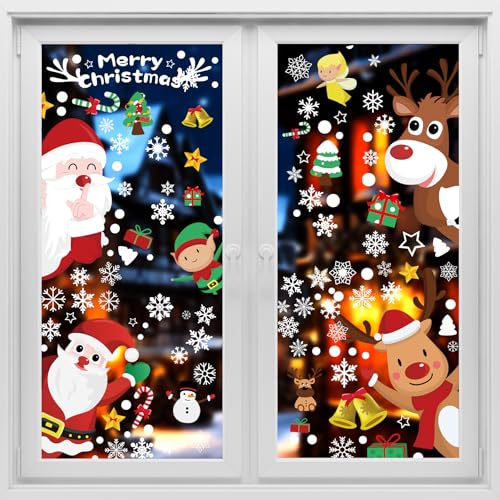 SLWOO Fensterbilder Weihnachten Selbstklebend, 248 Stück Fensterdeko...