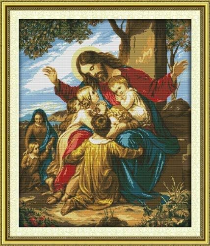 Happy Forever Cross Stitch Kits 11CT Stamped Patterns for Kids and Adults, DIY Preprinted Embroidery kit for Beginner, Pray with Jesus (R302 Look Out, Size 32''x23'')