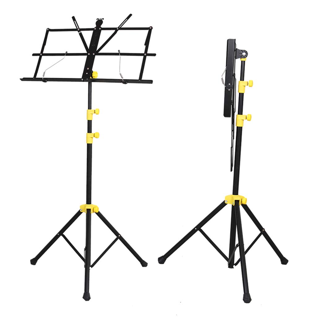 Notenständer, verstellbar, zusammenklappbar, mit Tragetasche, Höhe 60 cm, 180 cm, ideal für Instrumentalaufführungen, Schwarz