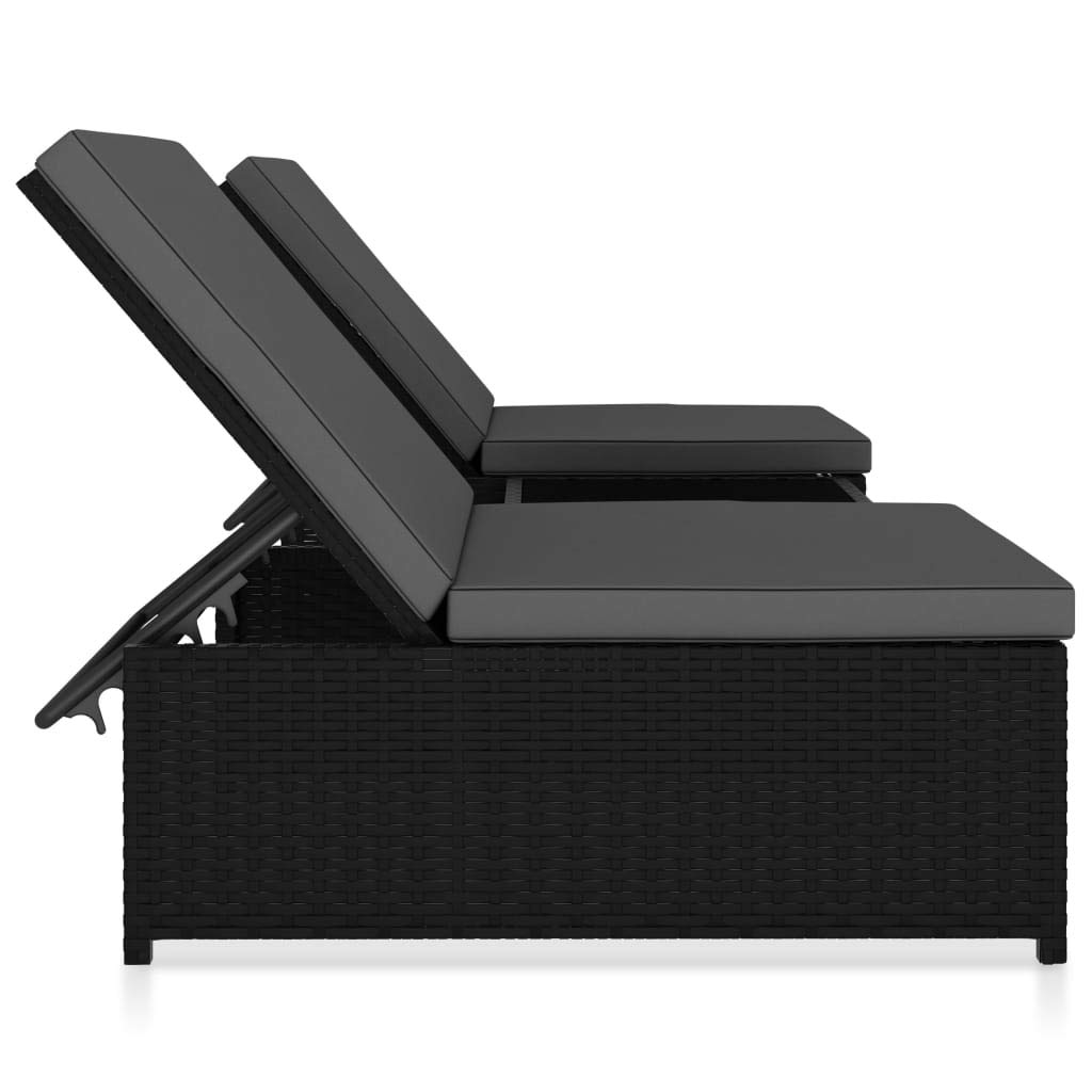 Tomostar Lot de 2 Bains de Soleil avec Table, Chaise Longue Jardin Extérieur Transat pour Piscine inclinable résine tressée