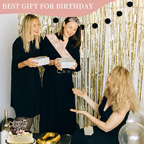 45 decorações de aniversário para mulheres, incluindo faixa e tiara de 45 anos, enfeites de bolo e v