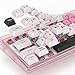 Guffercty kred Cute PBT XDA Keycaps 144 Keys Pink Heart Custom Keycaps 75 Percent Keyboard Keys Caps with keycap Puller for Mechanical Keyboards （Pink Plastic）