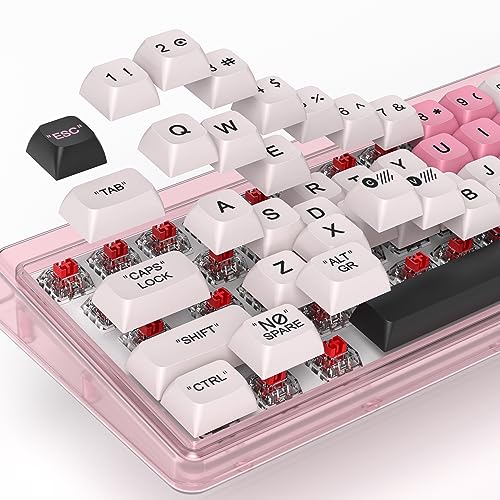 Image of Guffercty kred Cute PBT XDA Keycaps 144 Keys Pink Heart Custom Keycaps 75 Percent Keyboard Keys Caps with keycap Puller for Mechanical Keyboards (Pink Plastic)