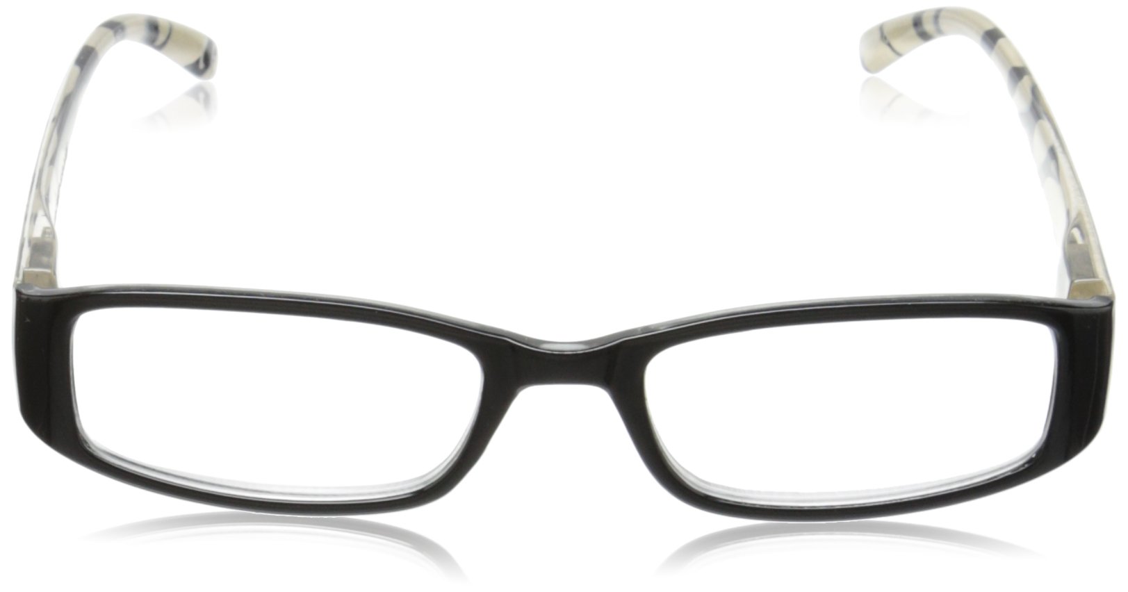 Foster Grant Women's Tatum Square Reading Glasses, Black/Transparent, 59 mm, +1.25