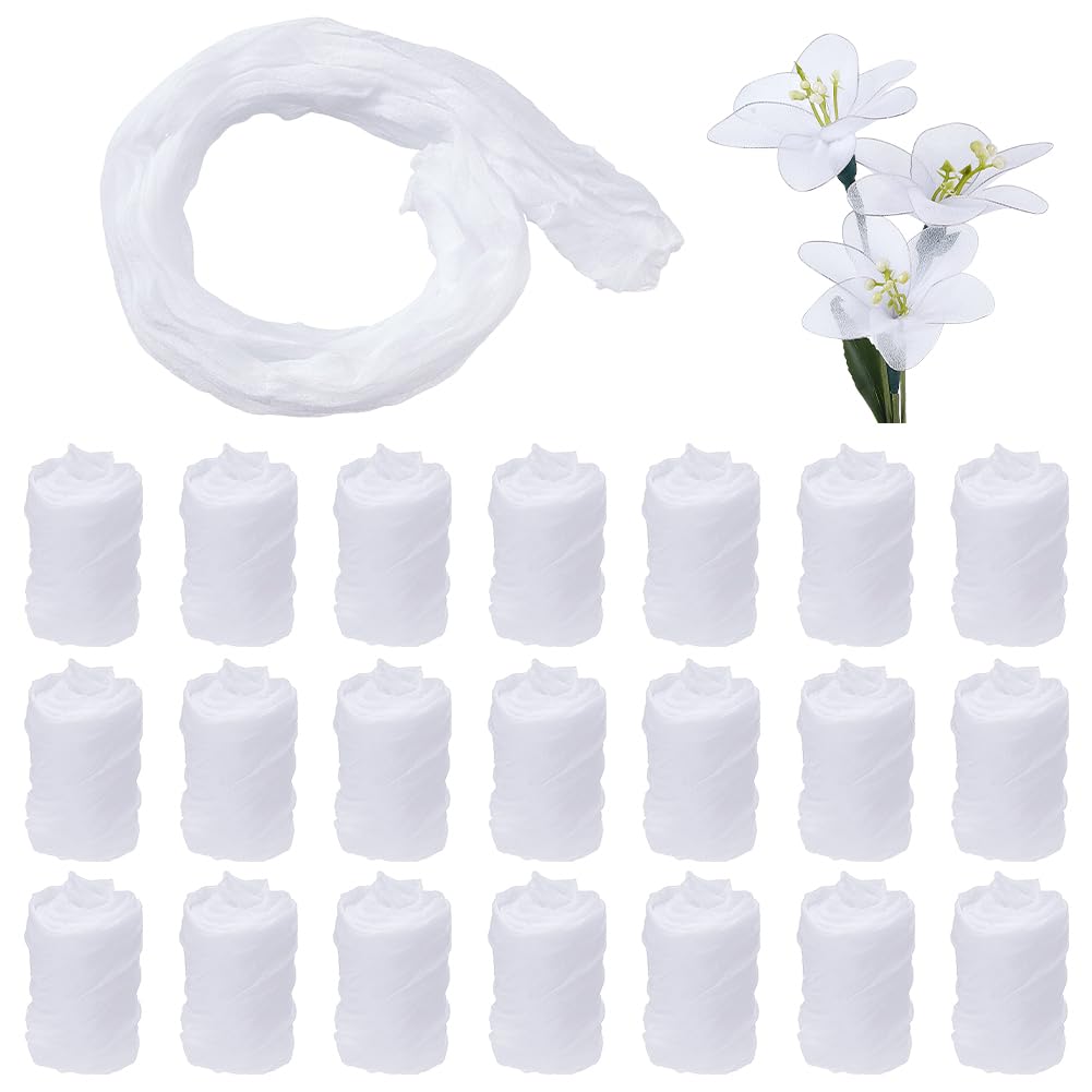 FINGERINSPIRE 24PCS Nylon Stockings DIY Flower 58.5cm Long White Nylon Silk Socks for Women Stocking Flower Fabric Material Tensile Silk Stocking Flowers for DIY Flower Making Wedding Crafts Decor