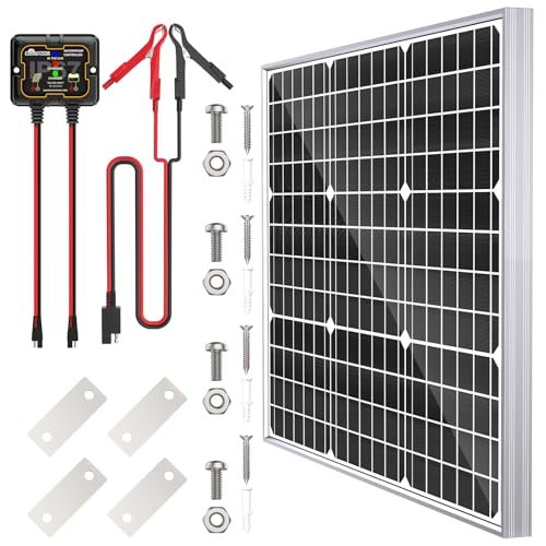 Image of SOLPERK Solar Panel Kit 50W 12V, Waterproof Solar Battery Trickle Charger Maintainer + Smart MPPT Controller + Adjustable Mount Bracket for Boat Car RV Motorcycle(Without Mounting Bracket)