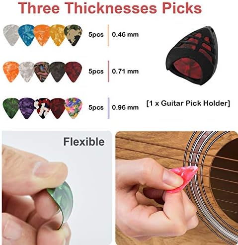 TTCR-II 72 Pcs Guitar Accessories Kit with Guitar Tuner, Guitar Capo,3 Set Guitar Strings,15 Guitar Picks, Guitar Pick Holder,3 in 1 String Winder,Guitar Bridge Pins, Guitar Saddle and Nuts etc.