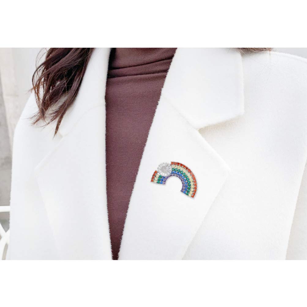 1pc Rainbow Clip Crystal Pin Brooch for Friends Women Clothes Skirt Scarf Decoration