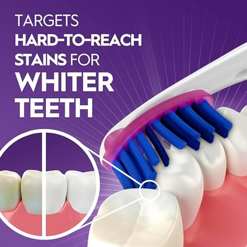 Oral-B 3D White Deep Stain Remover toothbrushes, 2 count toothbrush MEDIUM, Removes 90% of surface stains, whitens teeth, deep reach, removes plaque and stains tooth brush Detail