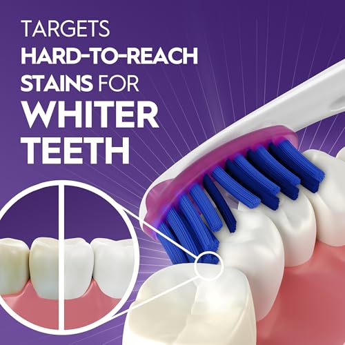 Oral-B 3D White Deep Stain Remover toothbrushes, 4 Count Toothbrush Medium, Removes 90% of Surface Stains, whitens Teeth, deep Reach, removes Plaque and Stains Tooth Brush
