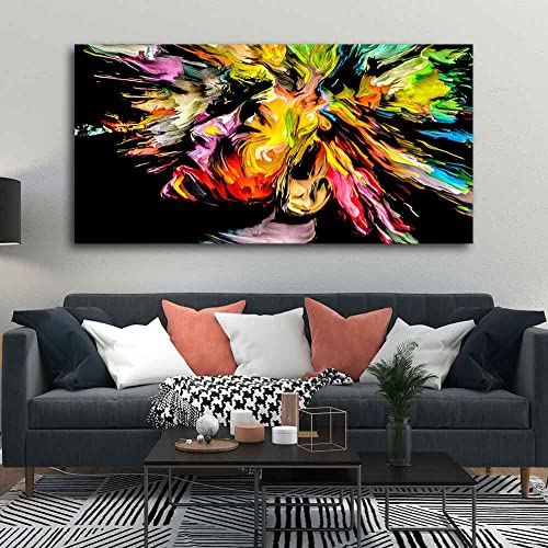 Image of VIBECRAFTS Canvas Paintings for Living Room Drawing Room Colorful Abstract Human Head Canvas Wall Painting Fitted With Wooden Frame For Home | Office | Living Room | Gift (PTVCH 2478)