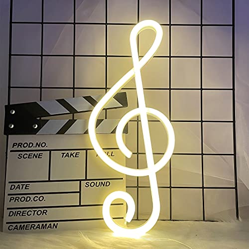 ENUOLI Music Note Neon Signs LED Light Sign for Wall Decor Battery/USB Operated Night Light Bedside Decor for Bedroom Wedding,Party,Kids Room,Bar,Christmas Gift(Warm White)