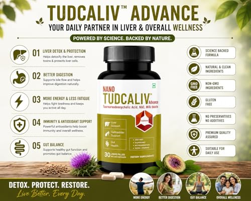 Image of Tudca Advance Liver Detox & Gut Health | Milk Thistle, NAC & TUDCA | Supports Fatty Liver, Digestive Health & Detoxification - 90 Vegan Liquid Capsules (Pack Of 3)