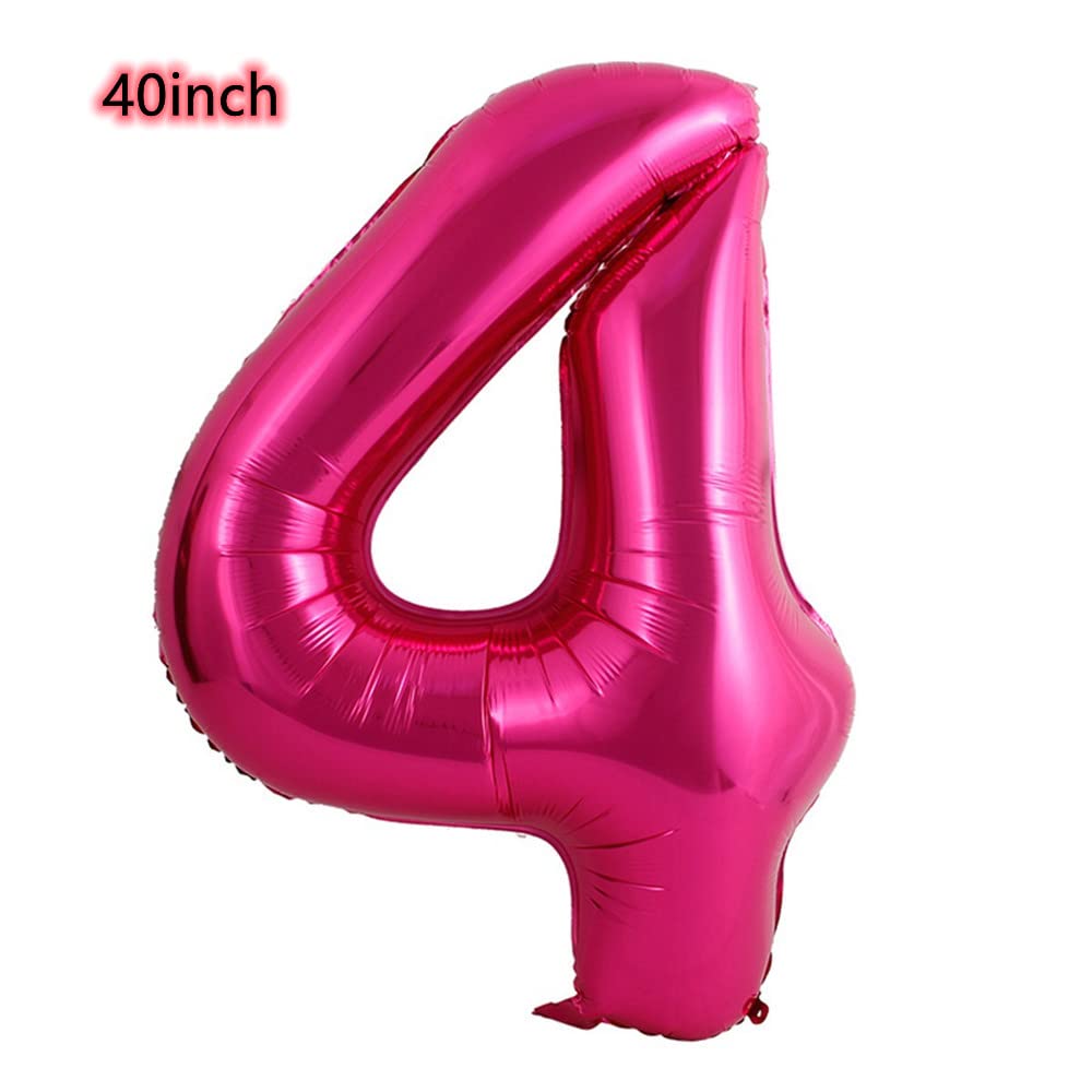 Amazon | 40インチ ホットピンク 王冠 数字4個 風船 4歳の誕生日