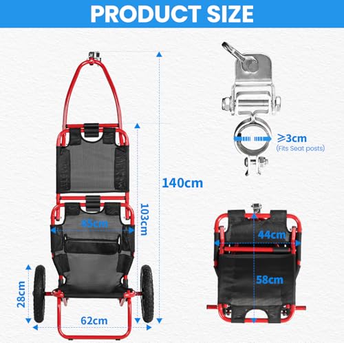 SEPNINE® Lastenanhänger Fahrrad, 2 in 1, Fahrradanhänger, Einkaufstrolley, Handwagen, Legierter Stahlrahmen, leicht faltbar mit 30 cm Luftreifen, 20 kg Ladegewicht