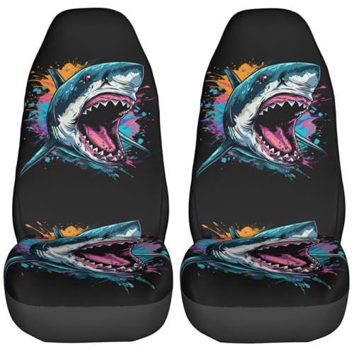 Housses de siège requin coloré universelles antidérapantes pour SUV et camion lot de 2