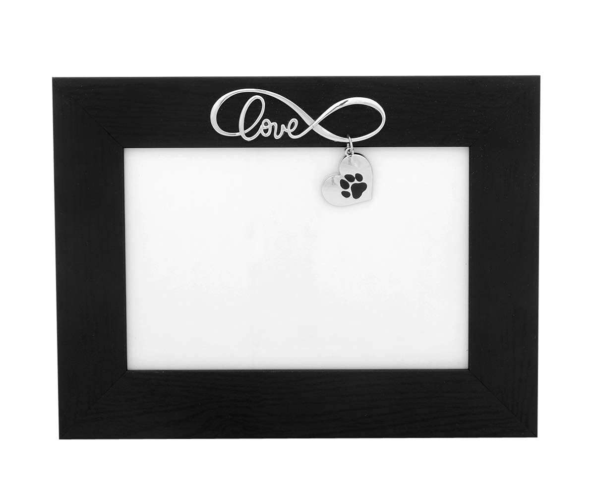 Cornice portafoto di design con impronte di zampe, 10 x 15 cm, argentata, con foto di cane opache, idea regalo (variante 2, incisione fino a 30 caratteri)