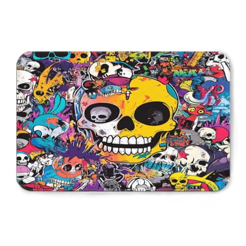Tapis d'Halloween squelette en flanelle durable pour décoration - 4