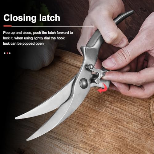 Kitchen Shears Scissors, Heavy Duty Stainless Steel Chicken Bone Cooking Portable Outdoor Camping(B Steel Handle) - Image 5