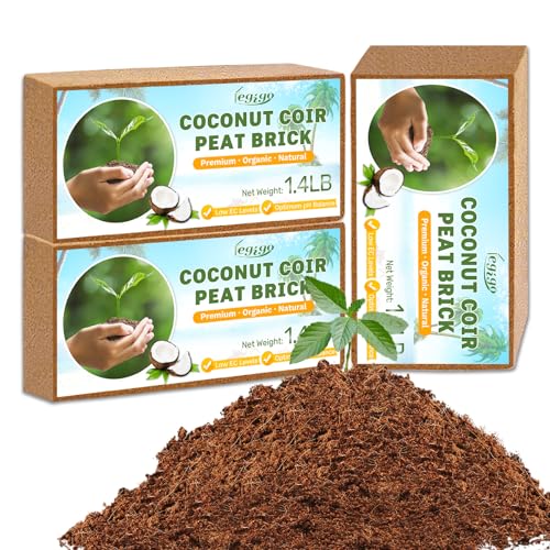 Legigo Pack of 3 Organic Coco Coir Bricks- 100% Natural Compressed Coco Peat Brick Coconut Fiber Substrate with Low EC& pH Balance, Coir Plant Soil Enhance Root Growth for Herbs, Flowers, House Plants